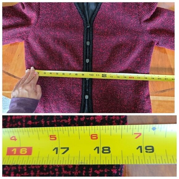 Pendleton Blazer Womens Size 6 Red Black Wool Blend Jacket Tweed Crochet Trim - Picture 10 of 13